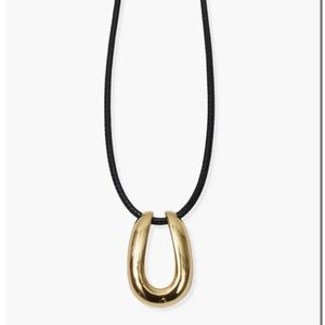 NEW Argento Vivo Serena Horseshoe Pendant Corded Necklace Black Gold Plated NWT